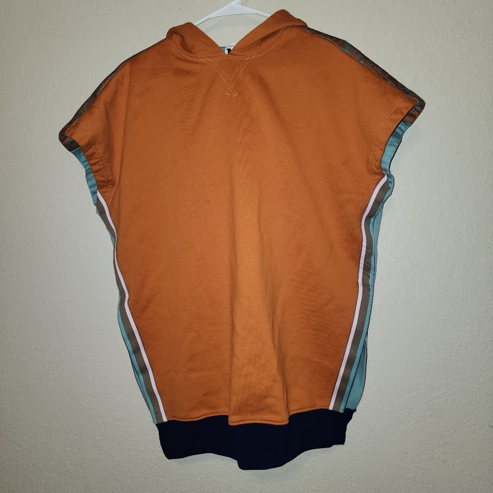 M Missoni Sleeveless Hooded V-Neck Poncho Split Hem XS Hoodie Teal Orange Italy
